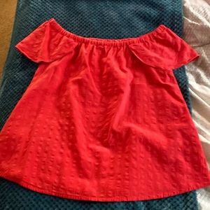 Red off shoulder J crew top